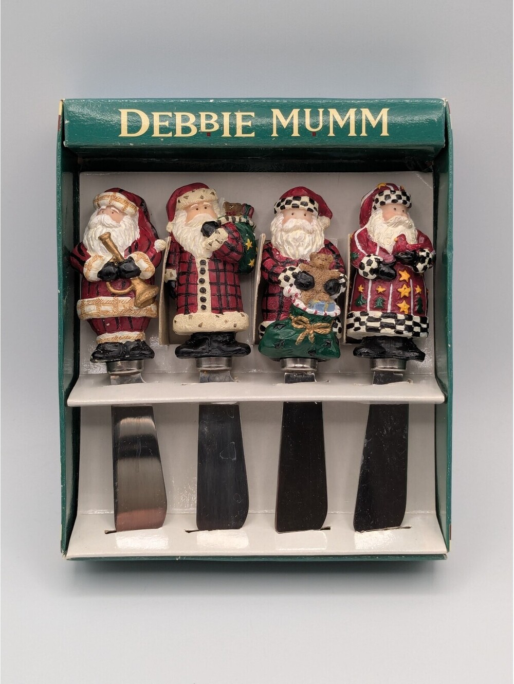 Debbie Mumm Magic of Santa Cheese Spreaders, Set of 4, Vintage 1999